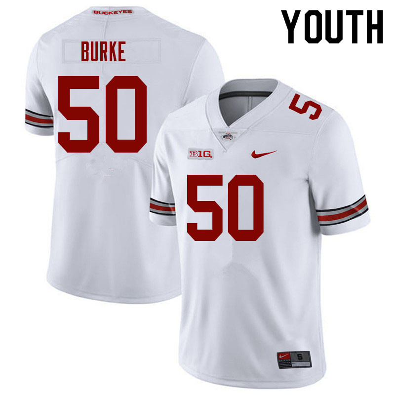 Ohio State Buckeyes Quinton Burke Youth #50 White Authentic Stitched College Football Jersey